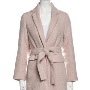 Vince Powder Pink Wool & Mohair Pink Trench Coat with Belt-XS
